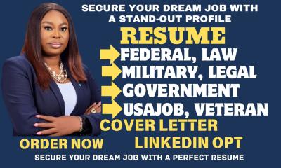 I Will Draft Federal, Military, Veteran, KSA, USAJOBS, Govt, Canadian, Executive Resume