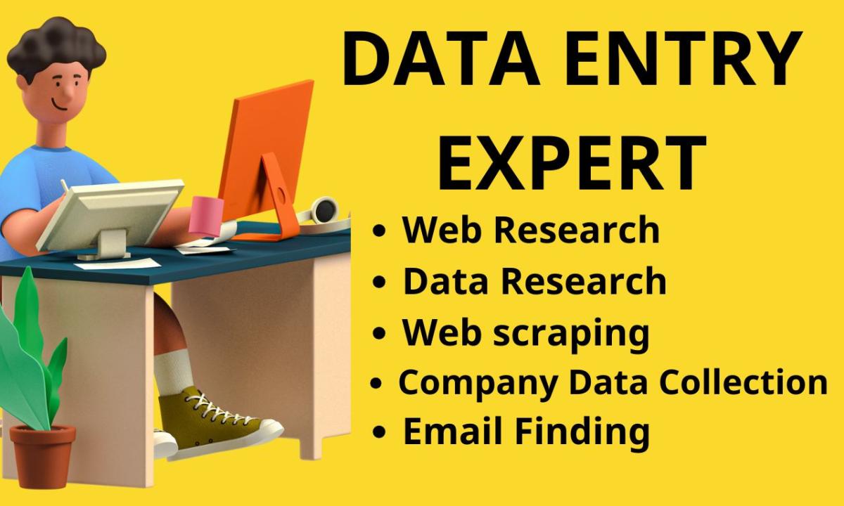 I Will Do Accurate Data Entry, Web Research, and Data Research