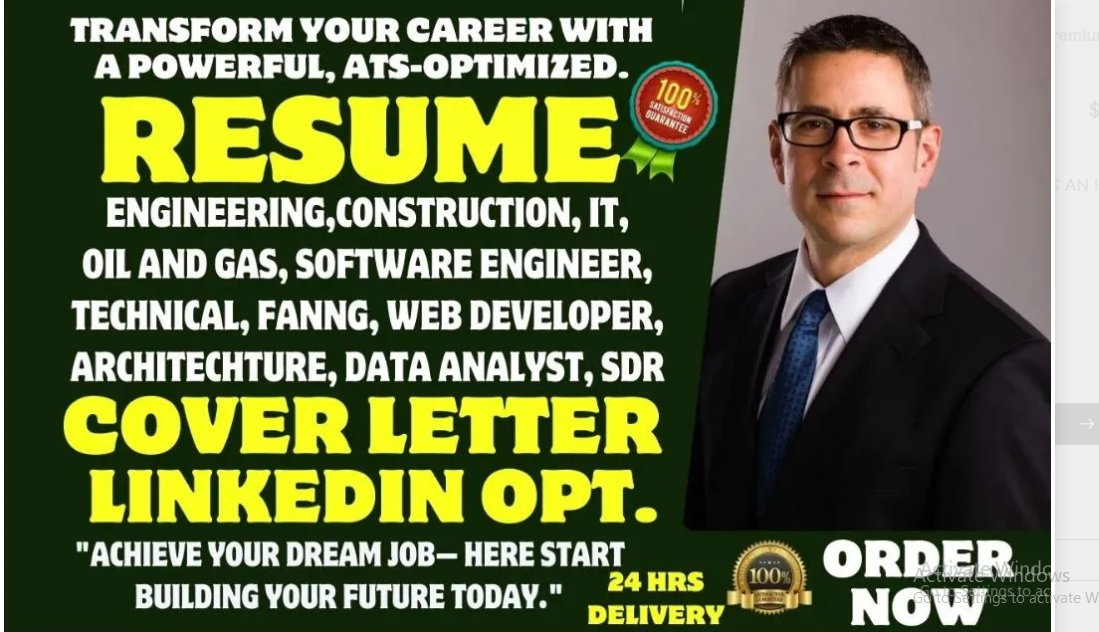 I Will Create a 24-Hour Resume Tailored for Engineering, Oil and Gas, and Construction Jobs as Your HR Expert