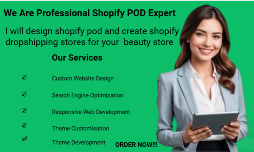 I Will Design Shopify POD and Create Shopify Dropshipping Stores for Your Beauty Store