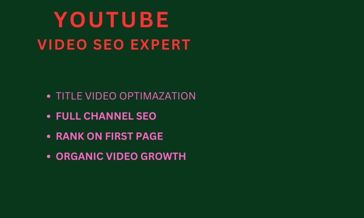 I will do YouTube video SEO to create organic ranking for my channel