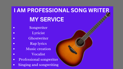 I Will Write and Sing Professional Pop, Gospel, and Rap Songs for You