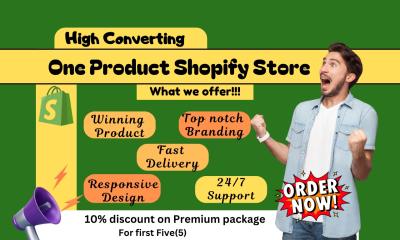 I Will Create and Design a High-Converting One Product Shopify Dropshipping Website Store