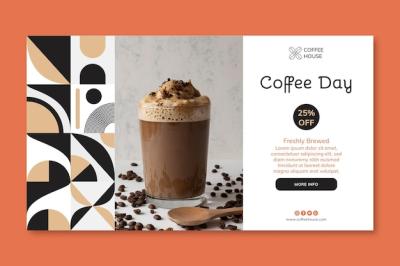 Coffee Day Horizontal Banner Template – Free Download