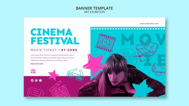 Hand Drawn Film Festival Banner – Free Download