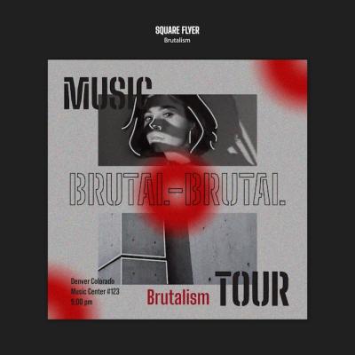 Brutalism Style Square Flyer Template – Free Download