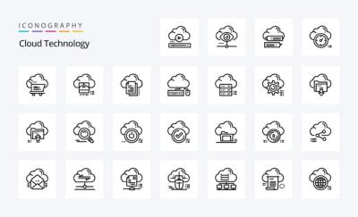 Cloud Technology Line Icon Pack – 25 Vector Icons for Download Free