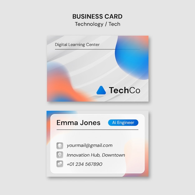 Technology Business Card Template Design – Free Download