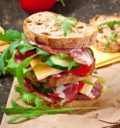 Delicious Ham and Cheese Sandwich with Fresh Vegetables – Free Download