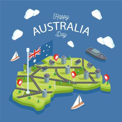 Australia Map Surrounded by Oceans – Free to Download