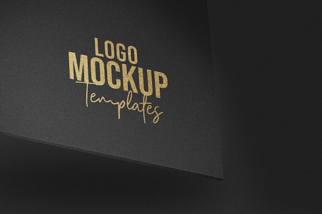 Gold Logo Mockup on Black Textured Paper – Free Download