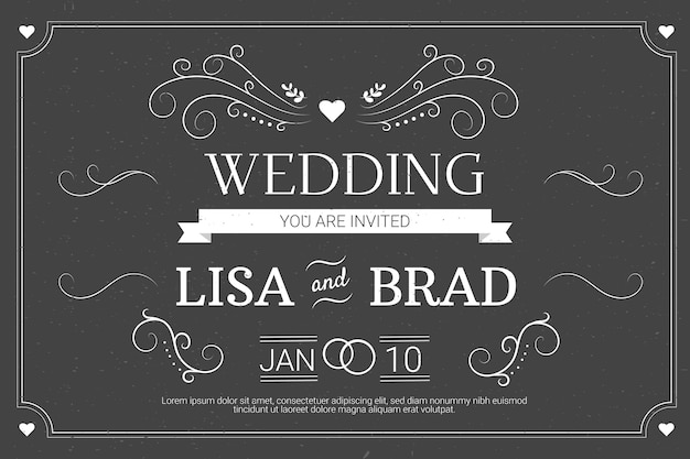 Retro Wedding Invitation Template on Blackboard – Free Download