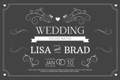 Retro Wedding Invitation Template on Blackboard – Free Download