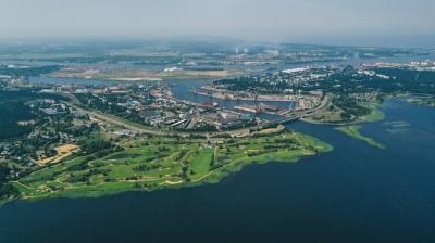 Aerial View of Coastline Near Village – Free Stock Photo for Download