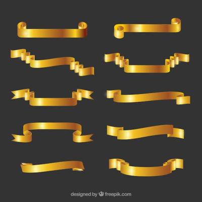 Ten Golden Ribbons Vector Templates – Free Download