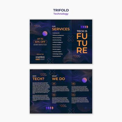 Modern Technology Trifold Brochure Template Design – Free Download