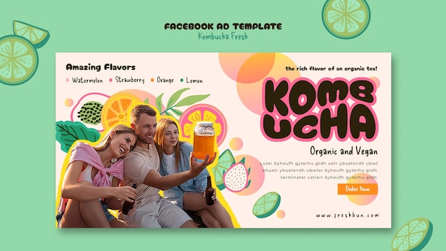 Delicious Kombucha Facebook Template – Free Download