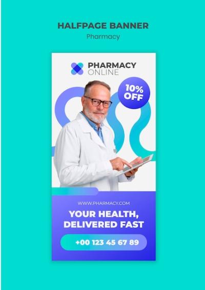 Pharmacy Halfpage Banner Template Design – Free Download