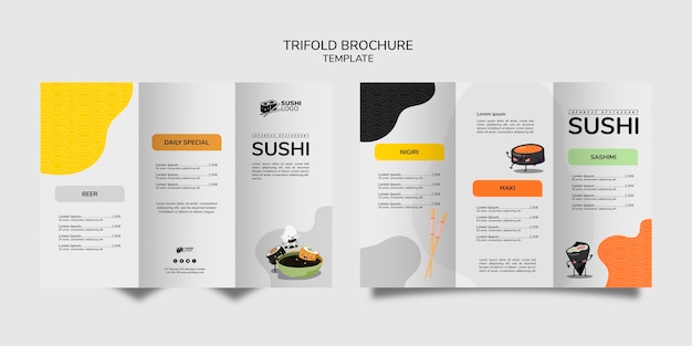 Trifold Brochure Design for Asian Sushi Restaurant – Free Download