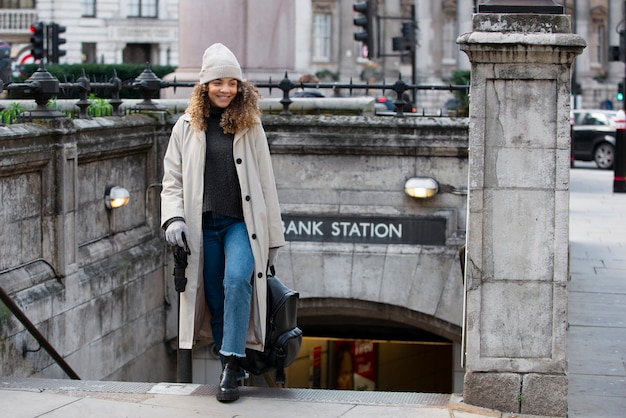 Young Woman Exiting the Subway in the City – Free Download