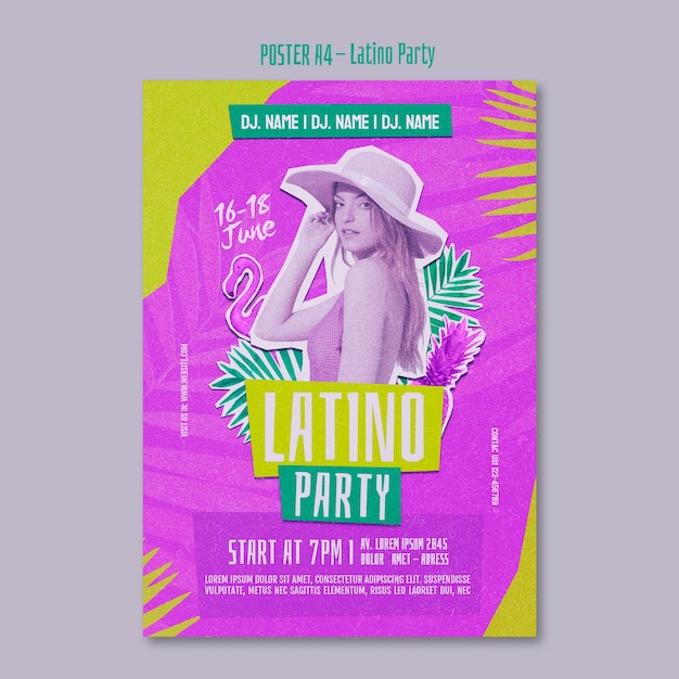 Vertical Poster Template for Tropical Latino Themed Party – Free to Download