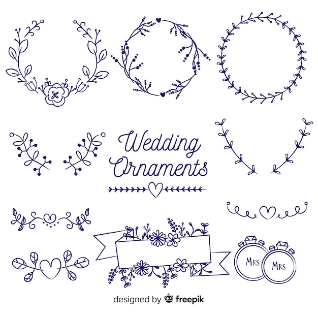 Hand Drawn Wedding Ornament Collection – Free Download