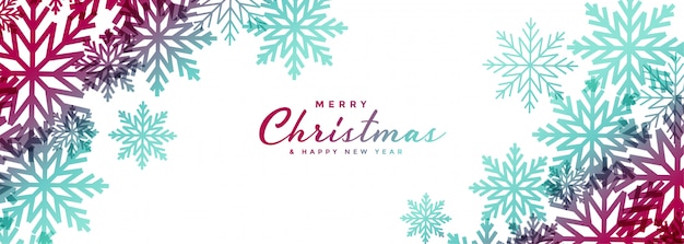 White Wide Banner Featuring Beautiful Christmas Snowflakes – Free Download