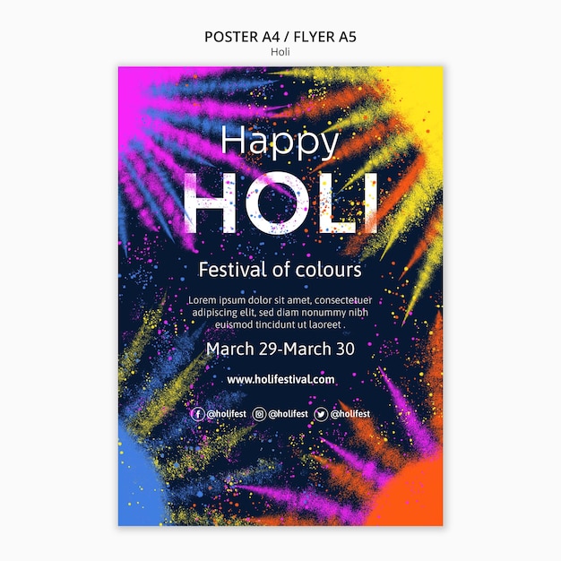 Holi Festival Celebration Poster Template – Free Download