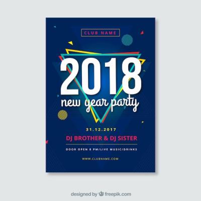 Blue New Year Party Poster – Free Download Stock Photo