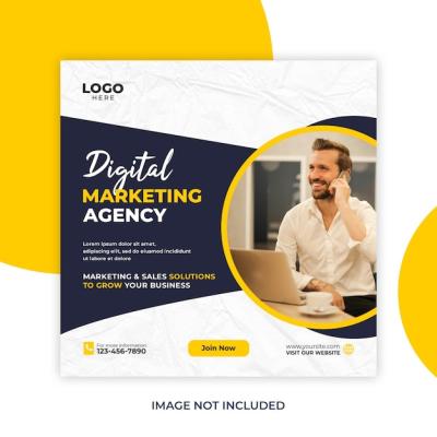 Digital Marketing Social Media Post and Corporate Web Banner Template – Free Download