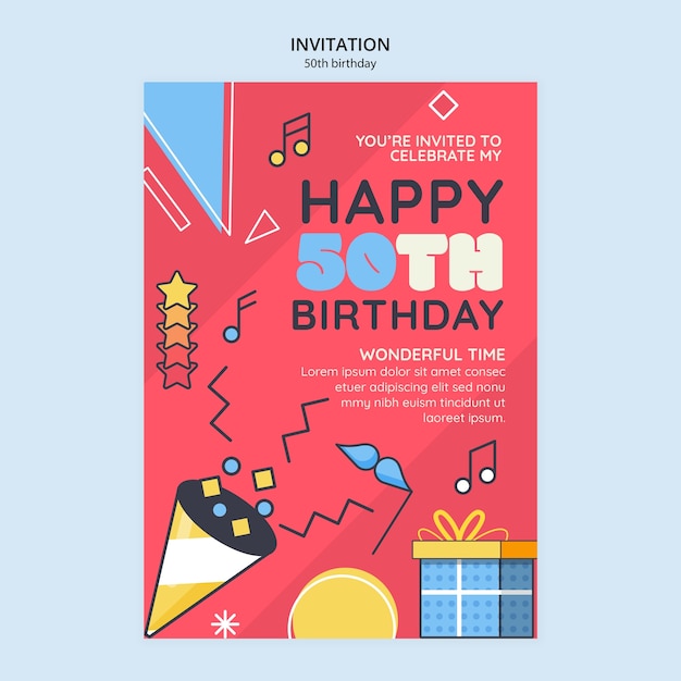 50th Birthday Celebration Invitation Template – Free Download