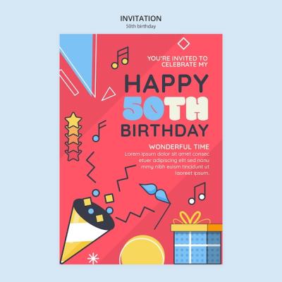 50th Birthday Celebration Invitation Template – Free Download