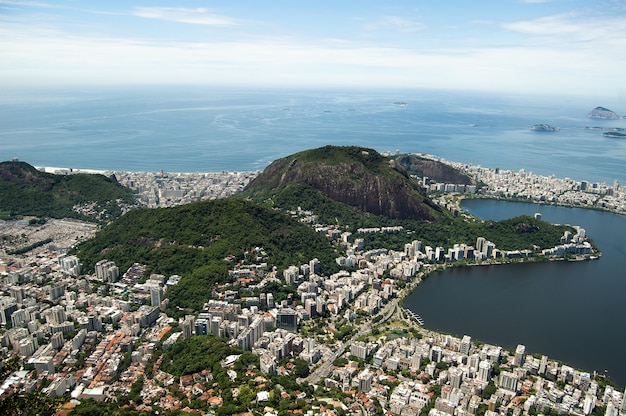 Aerial Shot of Lagoa in Rio De Janeiro, Brazil – Free Download