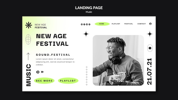 Landing Page Template for New Age Music Festival – Free Download