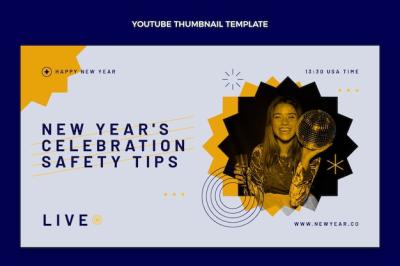 Flat New Year YouTube Thumbnail – Free Download