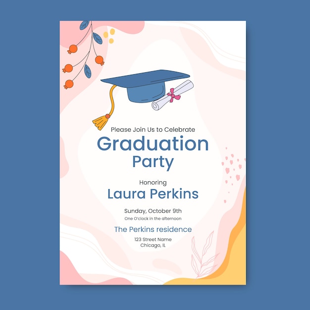 Hand Drawn Graduation Invitation Template – Free Download