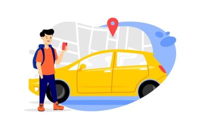 Taxi App Concept Illustration – Free Download