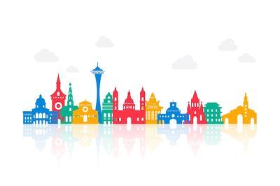 Colorful Landmarks Skyline – Free Download Free Stock Photo