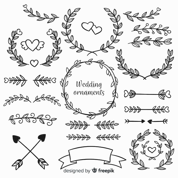 Hand Drawn Wedding Ornaments Set – Free Download