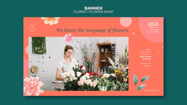 Horizontal Banner Template for Your Flower Shop Business – Free Download