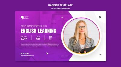 Flat Design Language Learning Template – Free Download