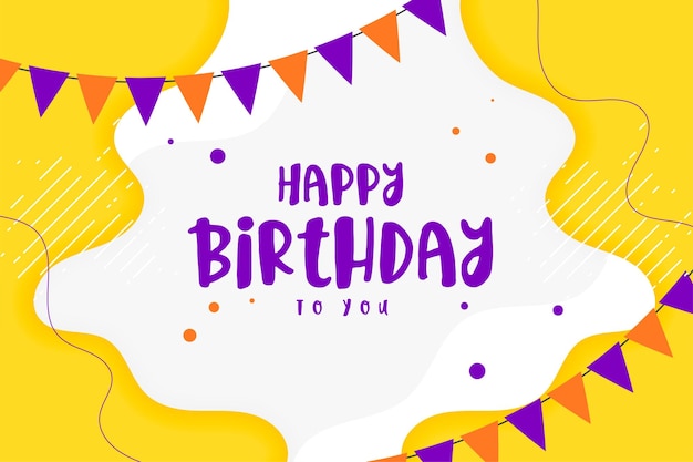 Happy Birthday Invitation Card Poster with Bunting Flags Design – Free Download