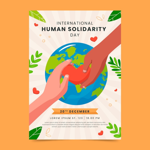 Vertical Poster Template for International Human Solidarity Day – Free Download