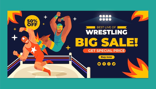 Hand Drawn Wrestling Sale Banner – Download Free Stock Photo