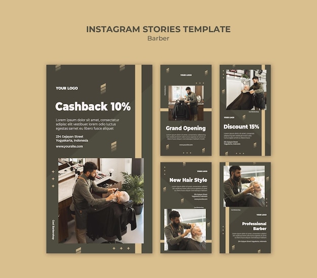 Barber Shop Instagram Stories Template – Free Download