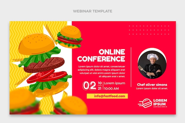 Flat Design Online Food Conference Webinar – Download Free Stock Photo