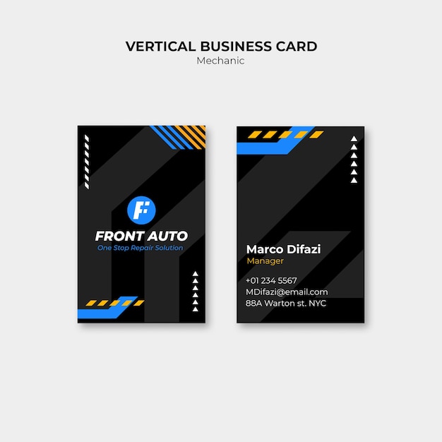 Mechanic Business Card Template Design – Free Download