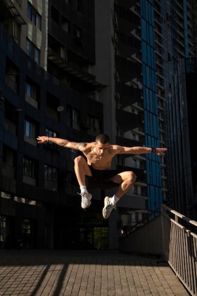 Parkour Practice Outdoors: Shirtless Man – Free Download