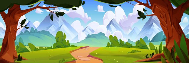 Mountain Valley Landscape with Forest Footpath – Free Download