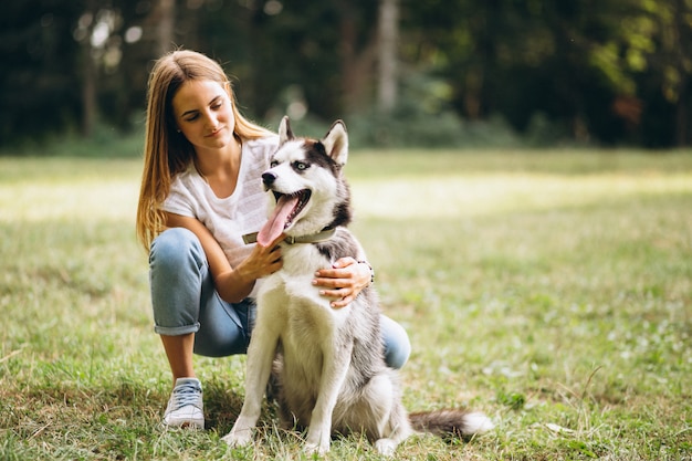 Girl with Her Dog in the Park – Free Stock Photo for Download